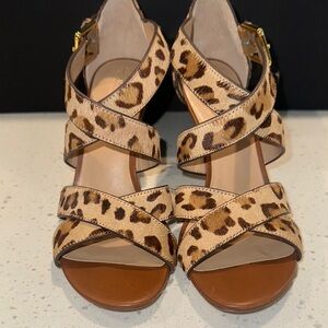 Ralph Lauren Tan Leopard‎ Strappy Heels